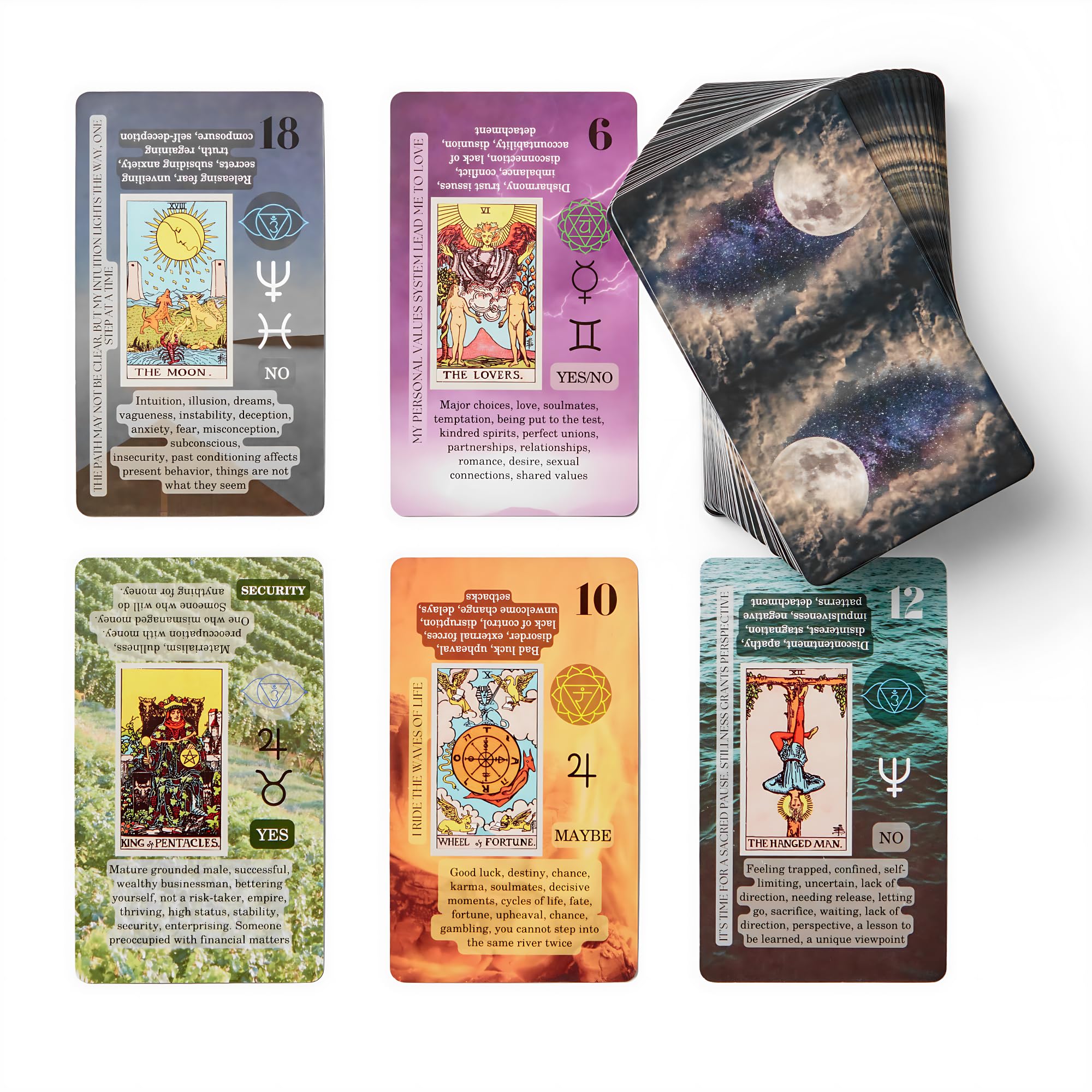 Witchy Cauldron Tarot Cards for Beginners with Meanings on Them, 78-Card Learnin