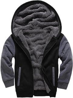 ZITY Boys Zip Up Hoodie Fleece Jacket Kids Sherpa Lined Sweatshirts Outerwear Unisex Warm Winter Coat 6-15 Years Old