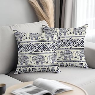 boho elephant pillow covers 45x45cm set of 2, elephant gifts for women, decorative pillow covers boho decor boho modern pillow covers cushion protectors case