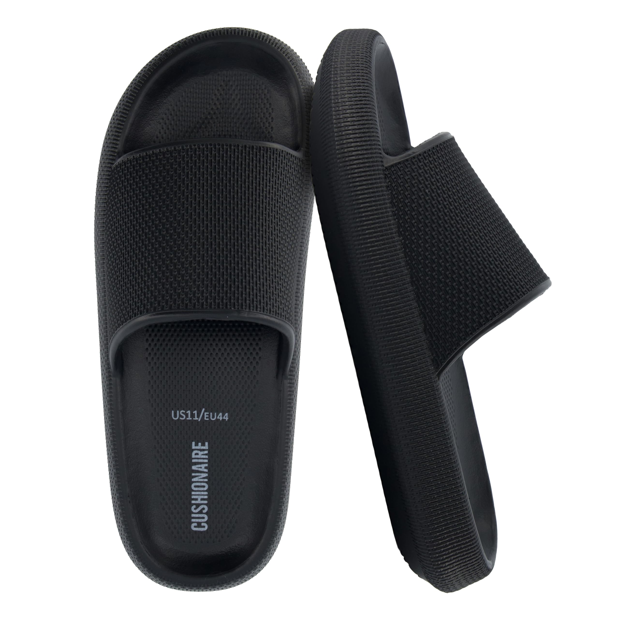 CUSHIONAIRE Men's Feather cloud recovery pool slide with +Comfort