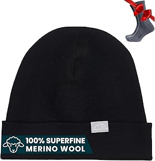 Merino.tech 100% Merino Wool Beanie Men & Women with Socks - Scull Cap | Soft Lightweight Knit Hat, Includes Premium Wool Socks, Helmet Liner Cap, Quick-Drying Cuffed Beanie, Fitted All-Season Toque