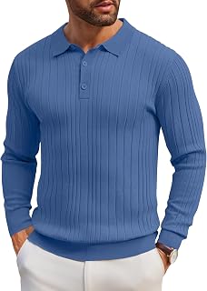 Coofandy Men's Long Sleeve Polo Shirt, Lightweight, Modern, Casual, with Collar