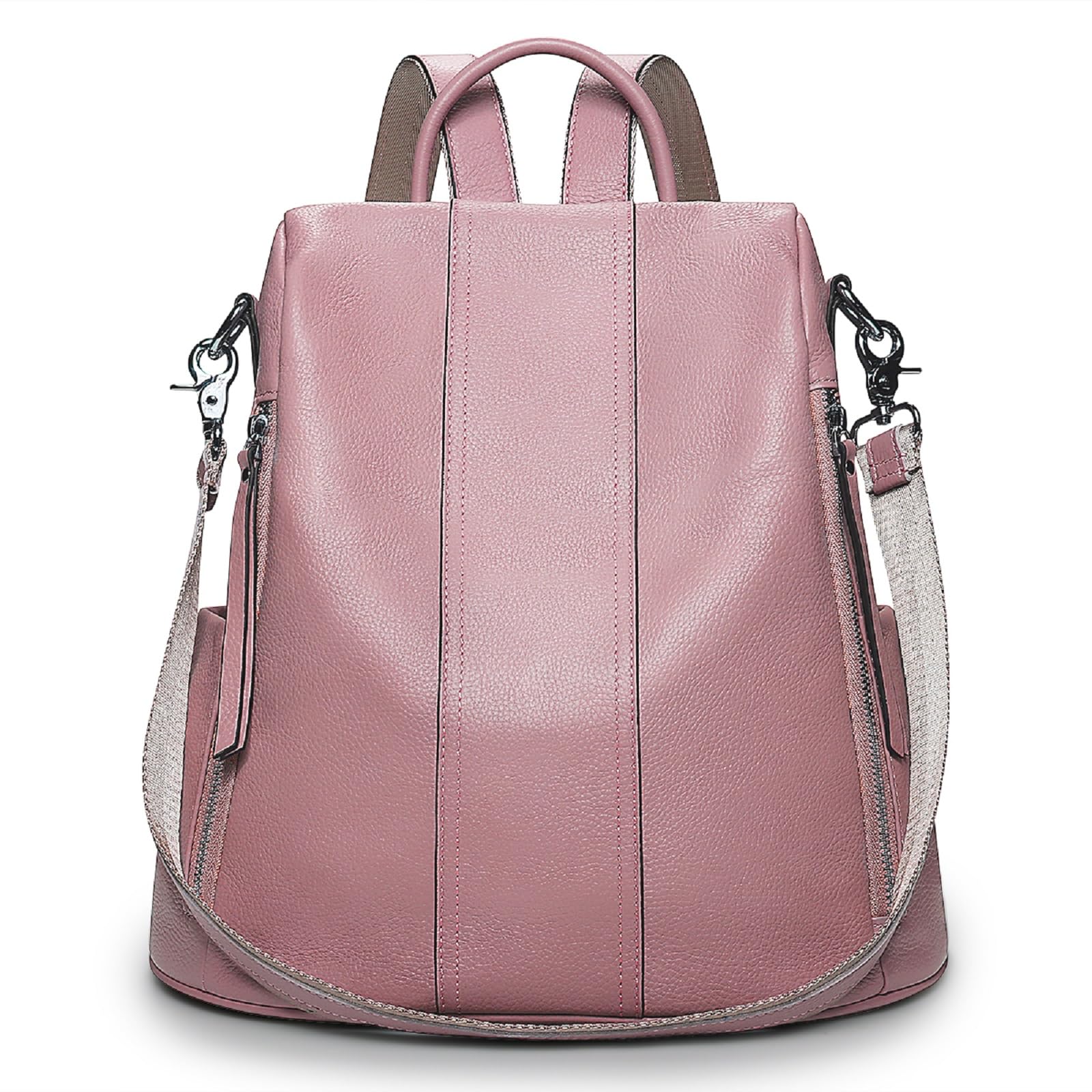 S-ZONE Leather Backpack Purses for Women Antitheft Rucksack Shoulder Bag Medium