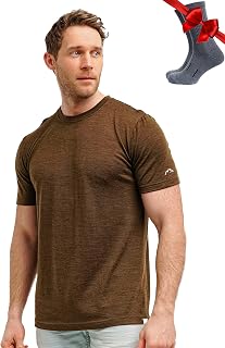 Merino.tech Camiseta Lana Merino Hombre - 100% Lana Merino con Calcetines (Small, Artichoke Green)
