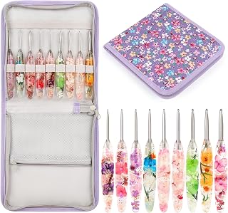 Coopay Floral Crochet Hook Set, 9Pcs Crochet Hooks with Case (2.5mm-6.5mm)