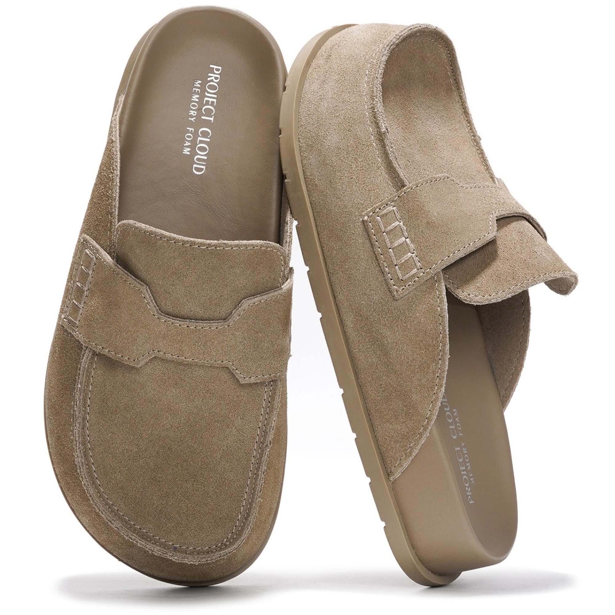 Project Cloud Women Genuine Suede Clogs with Memory Foam Arch Support Non-Slip S