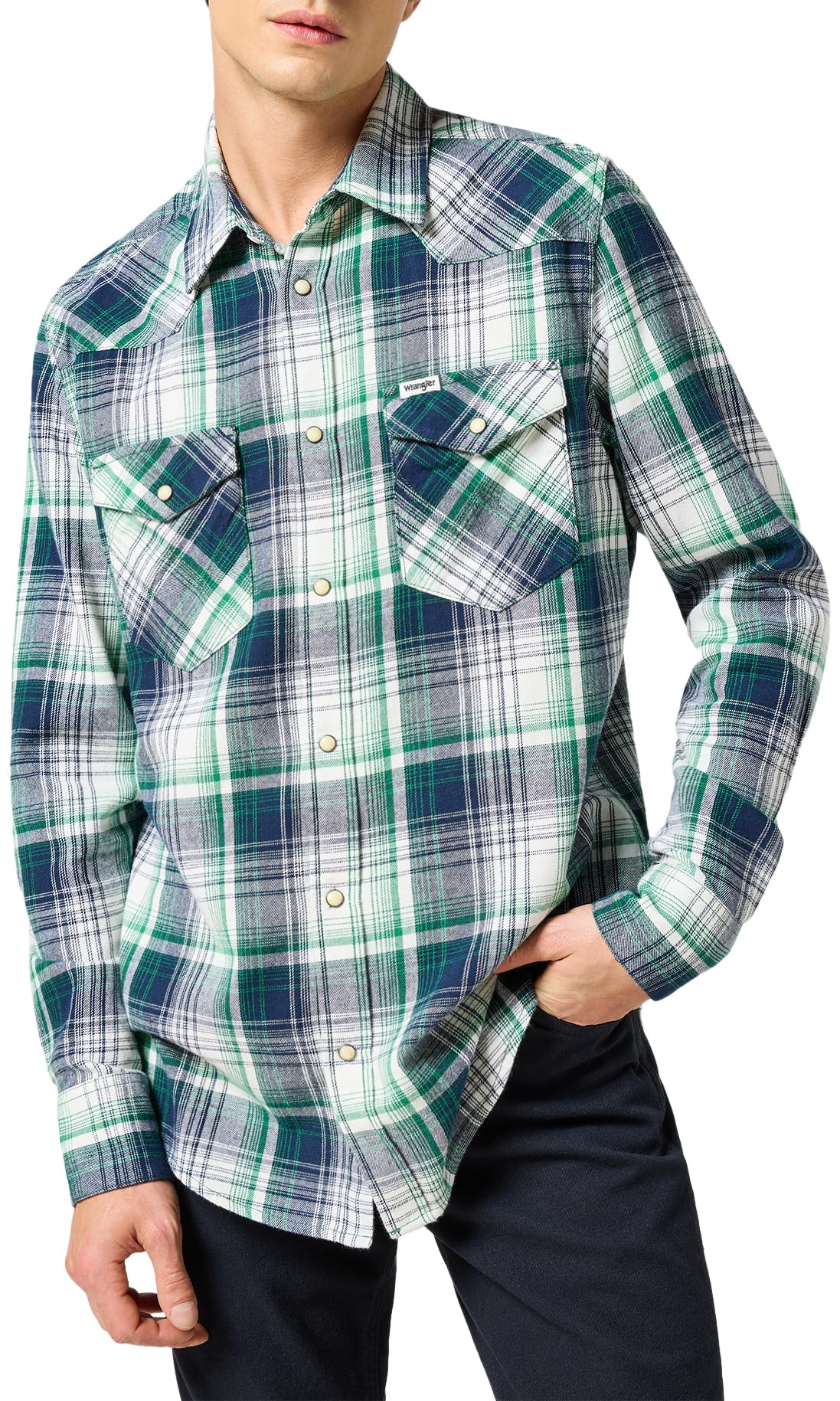 Wrangler - L/S Western Shirt Light Indigo, Men's T-Shirt