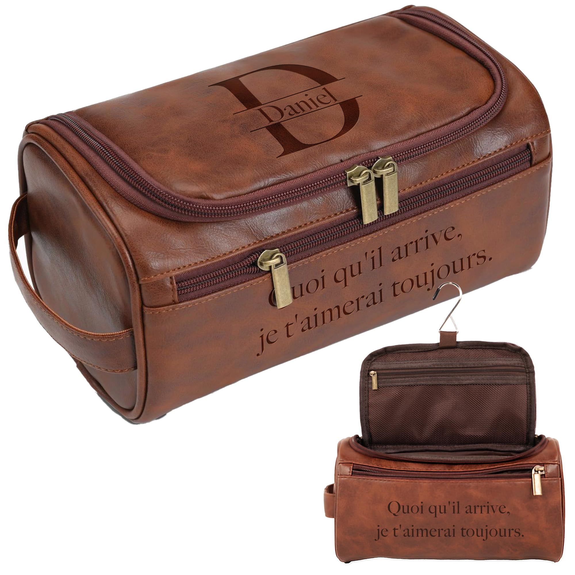 Personalised Men's Toiletry Bag, Travel Bag Engraved with Name | Toiletry Bag wi