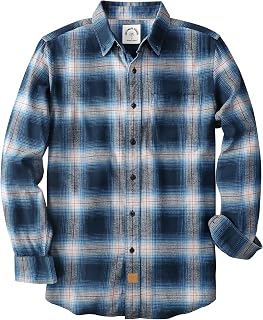 Dubinik® 6 oz Flannel Shirt for Men Cotton Casual Long Sleeve Button Down