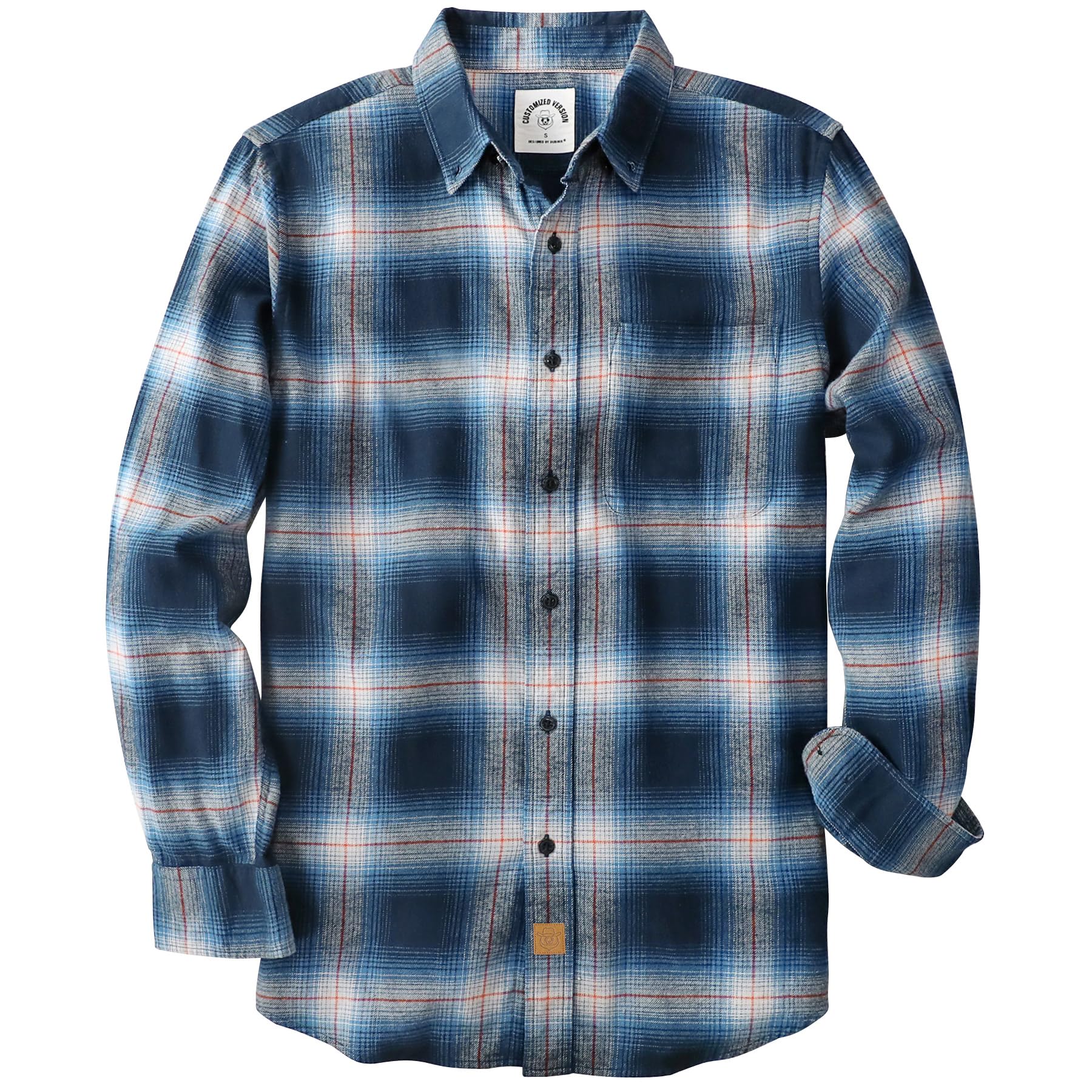 Dubinik® 6 oz Flannel Shirt for Men Cotton Casual Long Sleeve Button Down