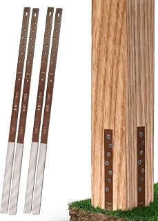 Post Buddy Pack of 4 Easy Fence Post Repair Kit (to Fix 2 Broken Wood Posts), Quick and Simple to Install, Effective, Durable Steel Stakes