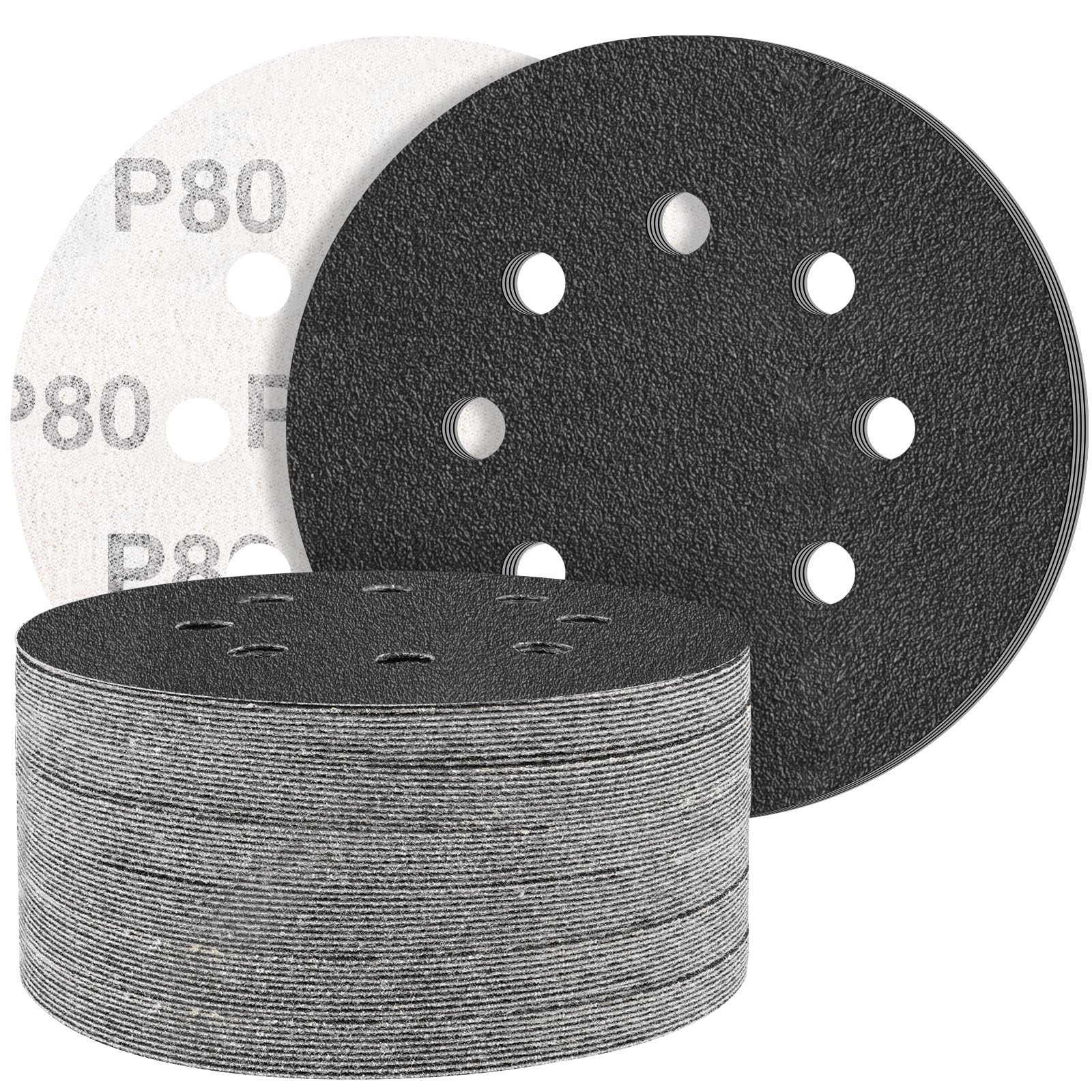 STEBRUAM Discos de Lija de 125mm,50 Piezas Hook and Loop Papel de Lija Abrasivos