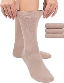 HUGH UGOLI Womens Soft Bamboo Dress Socks & Thin, Crew, Socks for Business, Trouser, Casual, Non-Binding, 3 Pairs