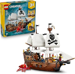 LEGO Creator 3 in 1 Iconic Pirate Ship - Toy Transformable into Castle or 2 Twin Boats - Nursery Decoration - Birthday Gift for Boys and Girls from 9 Years - 31387
