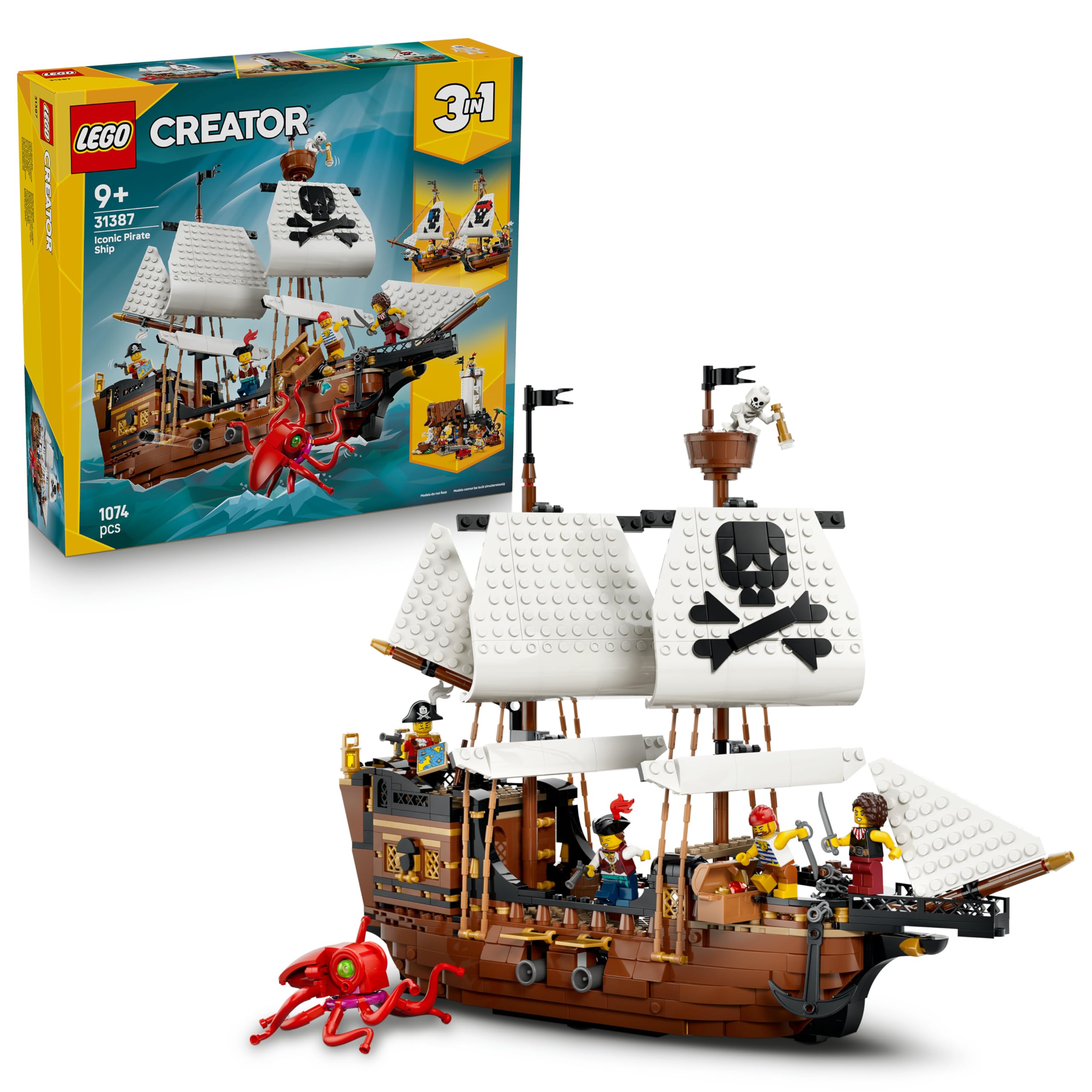 LEGO Creator 3 in 1 Iconic Pirate Ship - Toy Transformable into Castle or 2 Twin