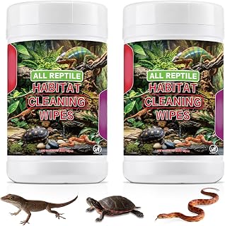 2 Pack Reptile Habitat Cleaning Wipes, 200 Count for Terrarium Tank Cleaner | Reptile Cage Tank Cleaner, Gentle Reptile Habitat Wipes for Cleaning Terrariums, Non Irritating for Snakes, Lizards Geckos
