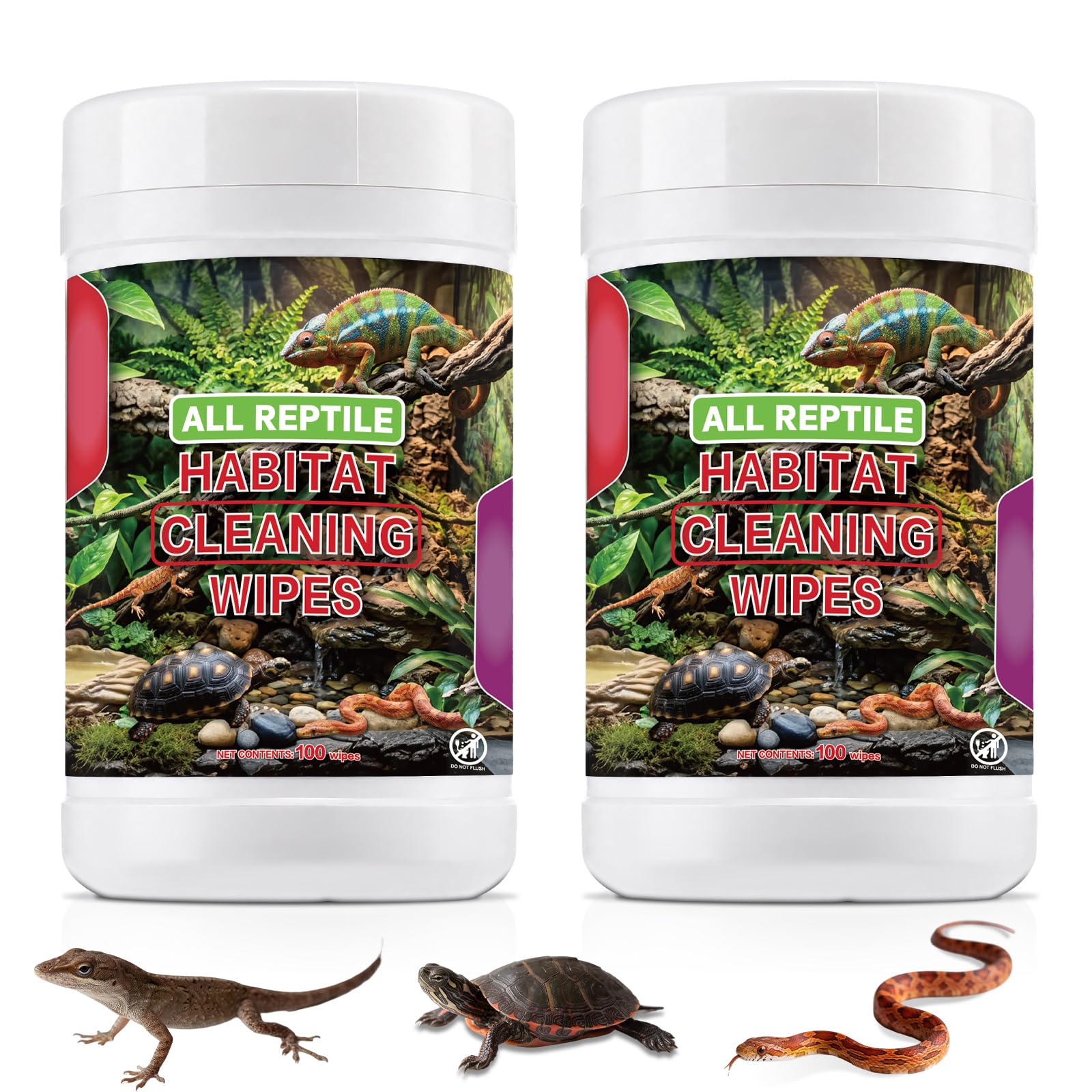 2 Pack Reptile Habitat Cleaning Wipes, 200 Count for Terrarium Tank Cleaner | Re