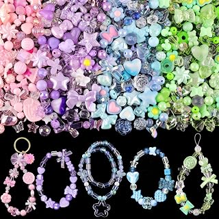 210-270PCS Assorted Acrylic Bead Charms,Cute Beads for Bracelet 4 Colors A | Plastic Beads for Jewelry Friendship Bracelets Necklace Keychain DIY, Bracelet Bead Charms, Unique Flower Bow Candy Charms