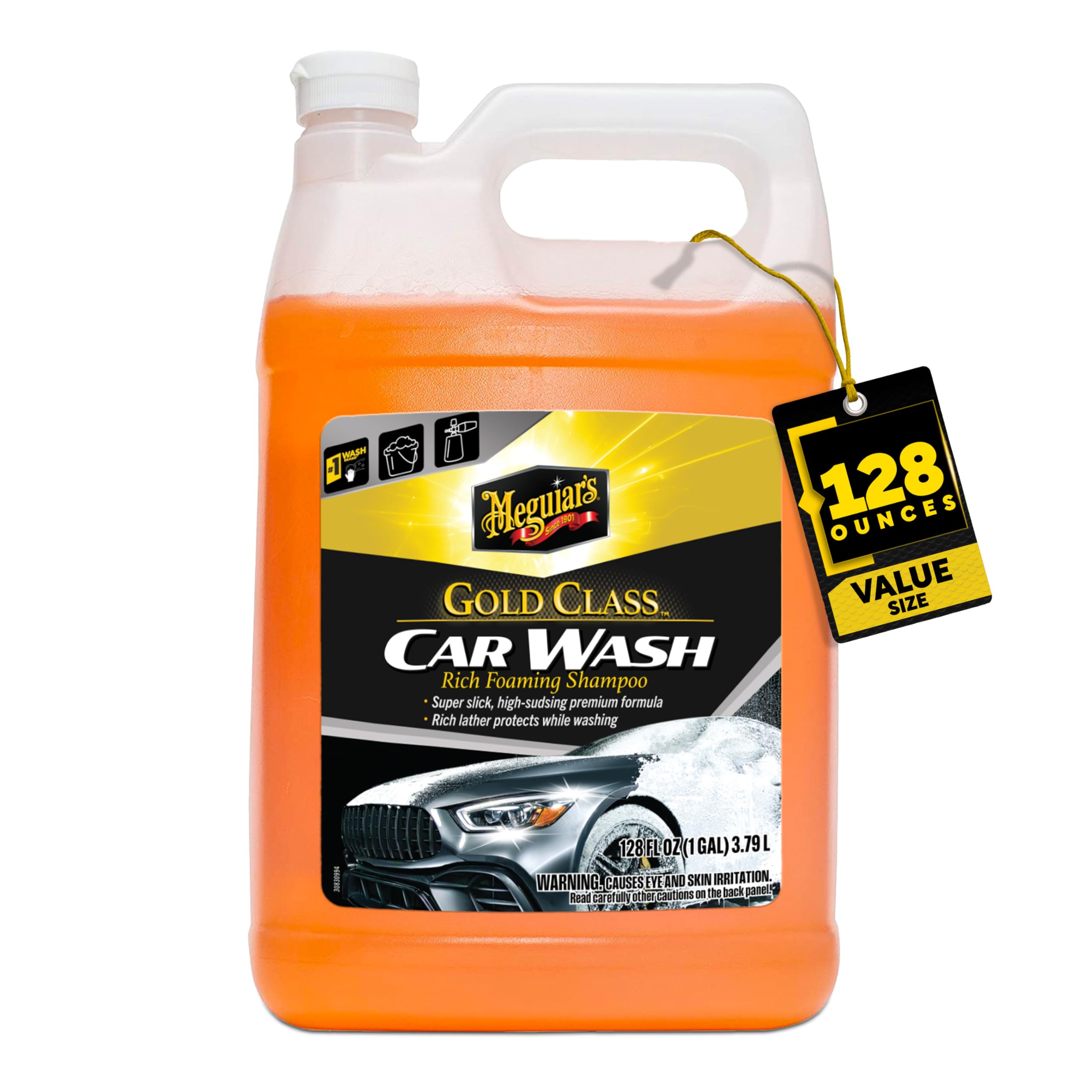 Meguiar's Gold Class Car Wash, 1 Gallon | Ultra-Rich Foam Car Wash Soap and Cond
