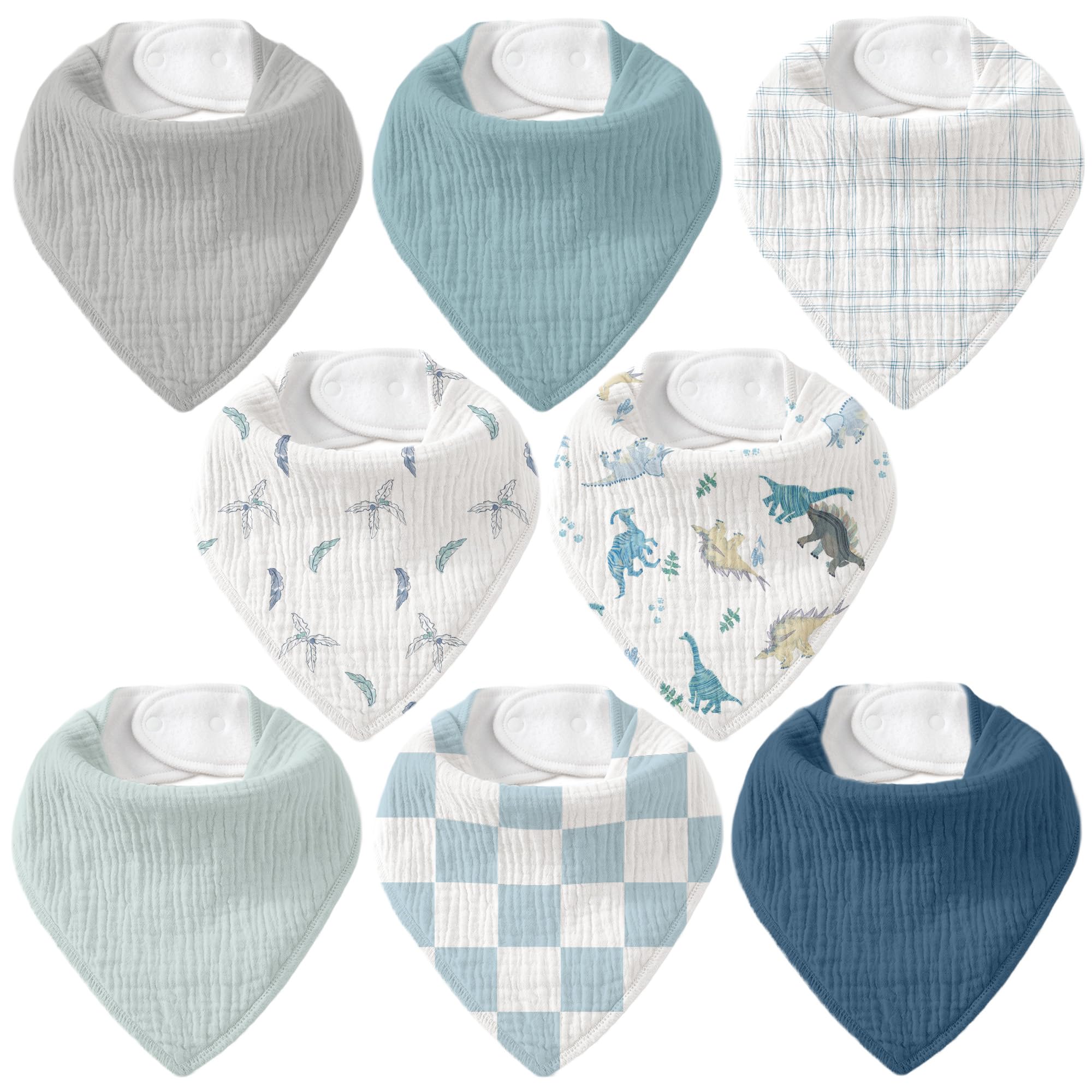 CIVARUA KIDS 8 Pack Muslin Baby Bandana Bibs for Drooling and Teething | Absorbe