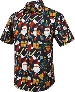 HISDERN Aloha Shirts Hawaiian Funky Short Sleeve Front Pocket Summer Holiday Printed Beach Casual Hawaii Shirt S-2XL