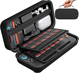 daydayup Switch 2 Carry Case Compatible with Nintendo Switch 2, with 24 Games Cartridges Protective Hard Shell Travel Carrying Case Pouch for Switch 2 Console & Accessories,Black