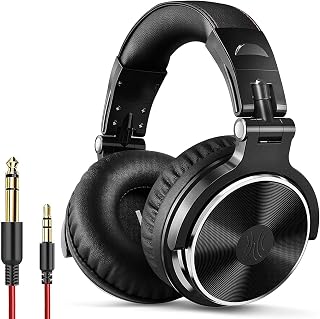 OneOdio Wired Audio DJ Piano Guitar Headphones with Microphone, Hi-Res Audio Extra Bass Sound, Lightweight Comfort Foldable Headphones with Share-Port, 2 Cables - Headphone for PC Studio Monitor AMP Pro-10