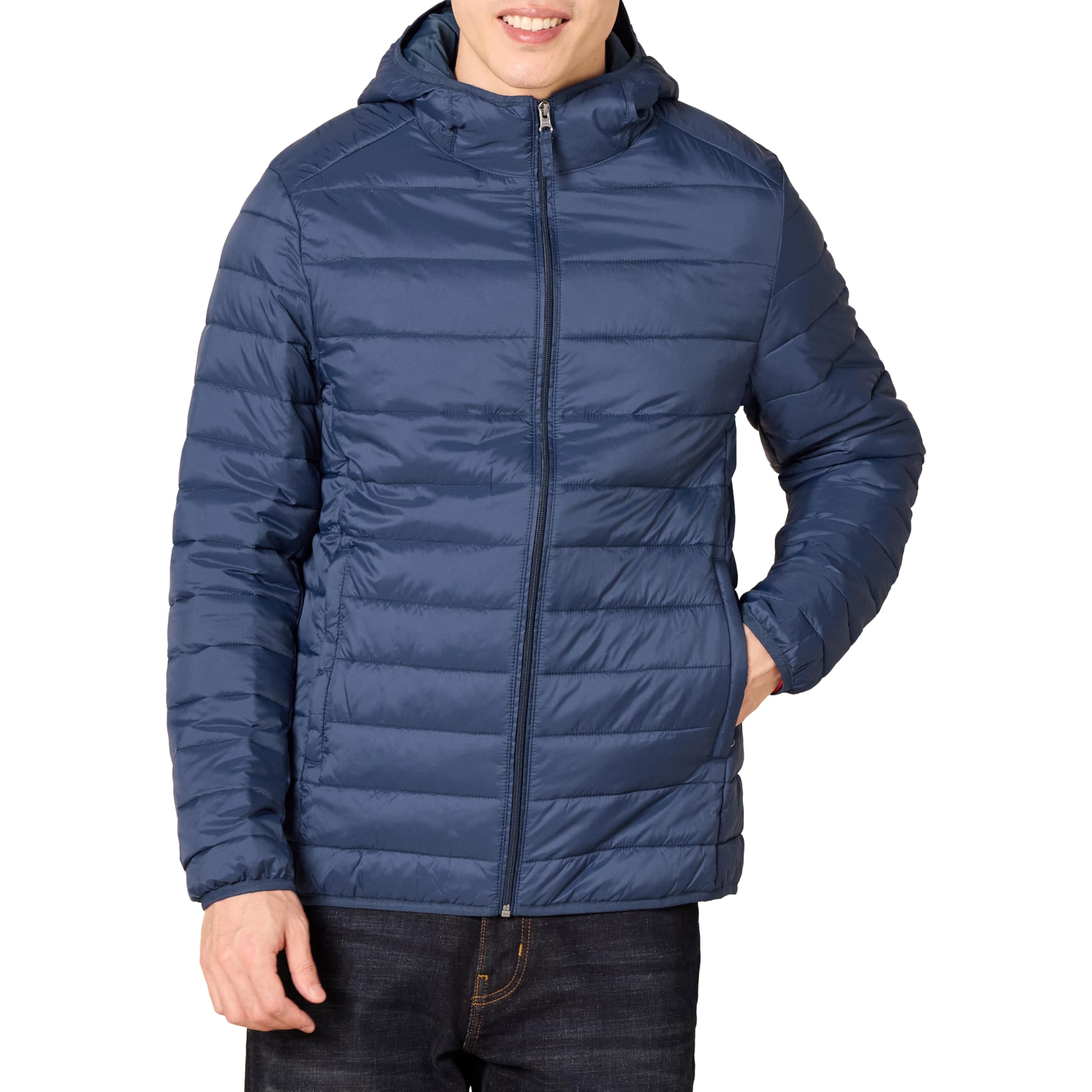 Amazon Essentials Men's Lightweight Water-Resistant Packable Hooded Puffer Jacke
