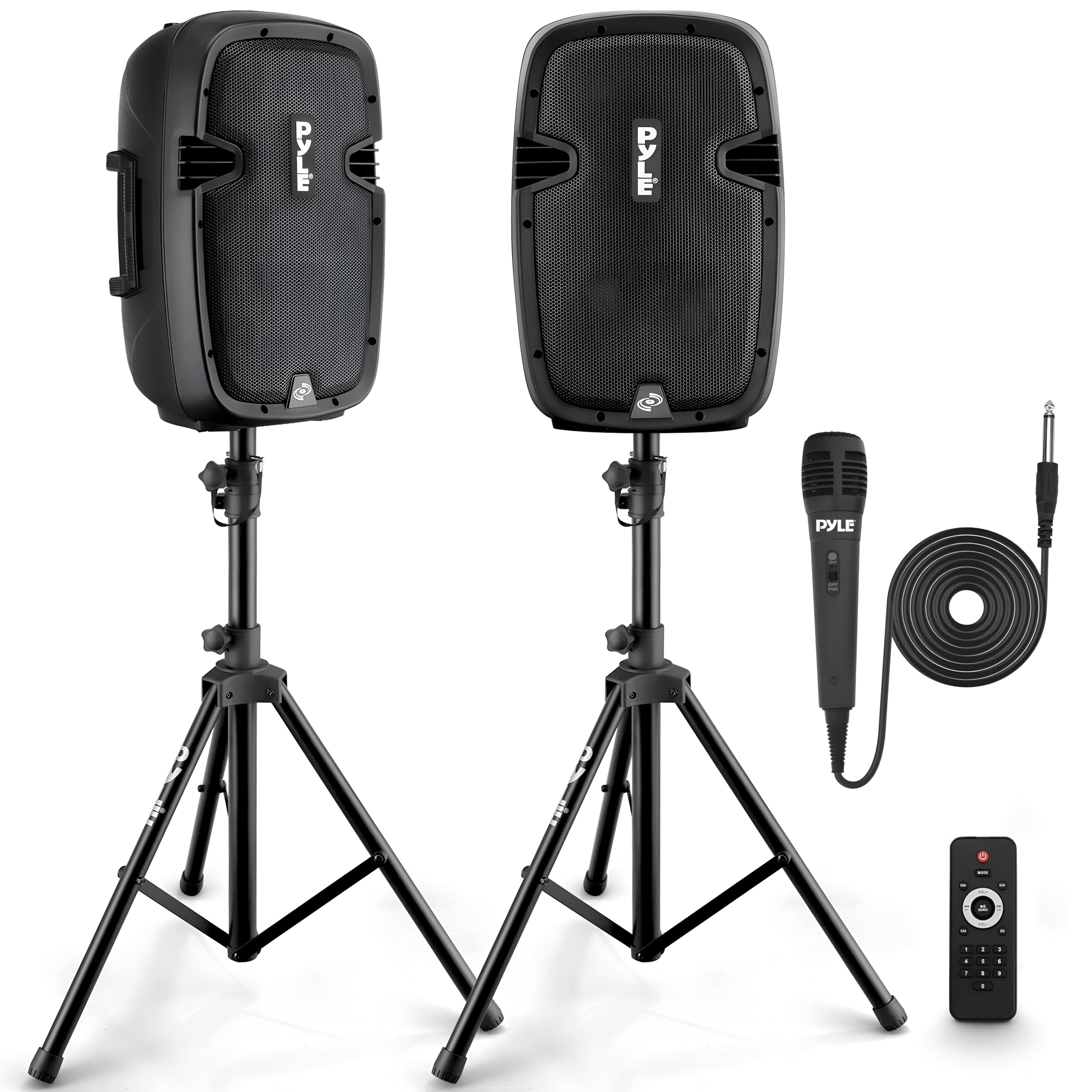 Pyle Active + Passive PA Systems - Dual 8inch 700 Watt Max Power Output Speaker 