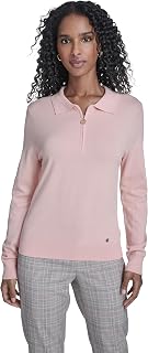 Tommy Hilfiger Women's Solid Long Sleeve Polo 1/4 Zip Sweater