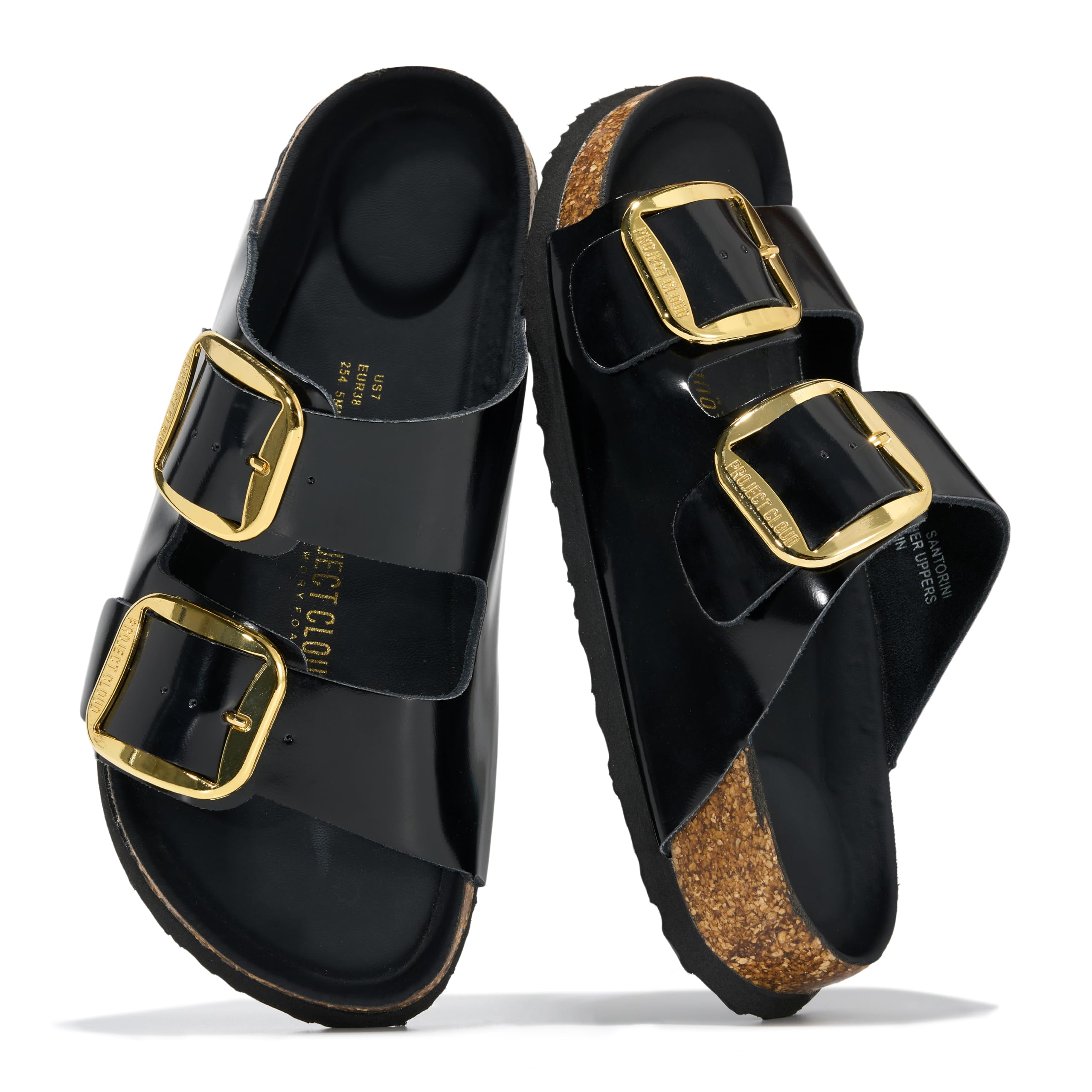Project Cloud 100% Genuine Leather Cork Footbed Sandals Women Womens Slides