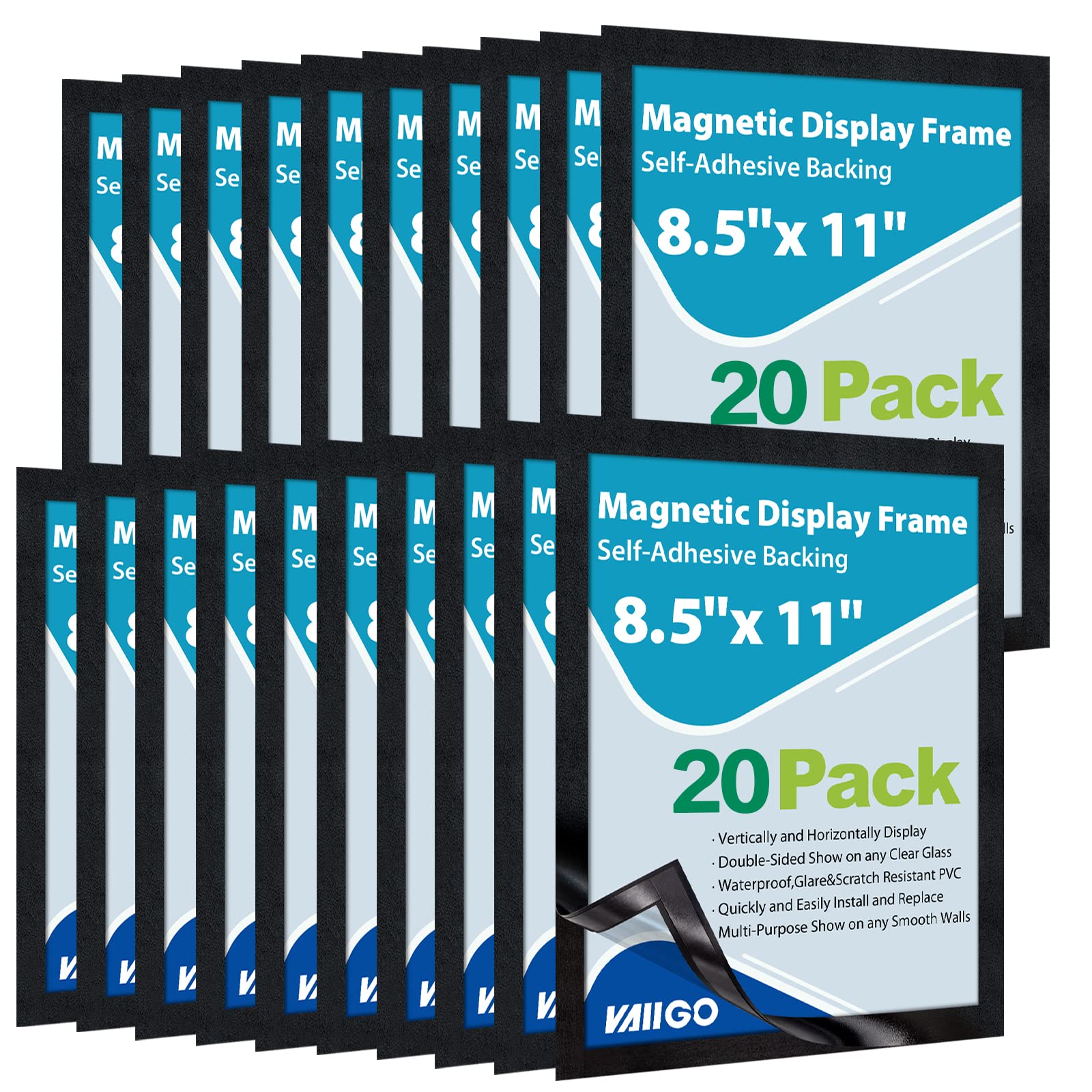 VAIIGO 8.5"x 11" Self Adhesive Sign Holder, Double Sided Window Display Frame wi