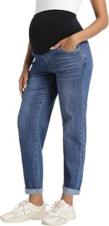 Foucome Women's Maternity Jeans Stretch Boyfriend Jeans | Over Bump, Stretch, Loose Fit, Pregnancy Denim Pants