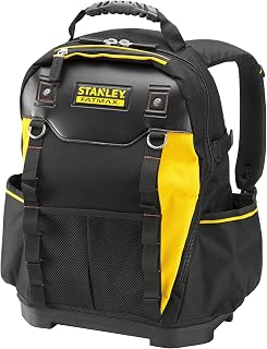 STANLEY FATMAX Heavy-Duty Tool Bag Storage Backpack, 1-95-611 | Padded Shoulder Strap, Rigid Waterproof Base, Removeable Tool Organiser, 20kg Load Capacity, 17L Volume