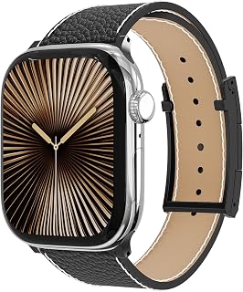 Magnetic Leather Replacement Strap Compatible with Apple Watch Ultra Strap 49 46 45 44 42 41 40 38mm for Women Men iWatch Ultra 2/Ultra/SE/Series 10/9/8/7/6/5/4/3/2/6