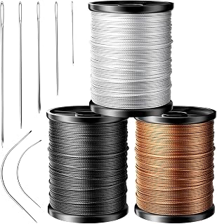 Professional Upholstery Repair Sewing Thread Kit | Heavy Duty Waxed Nylon Thread with 7Pcs Heavy Duty Sewing Needles for Leather, Canvas & Quilting | No.1 Strength & Durability | 70 Yards, Multicolor