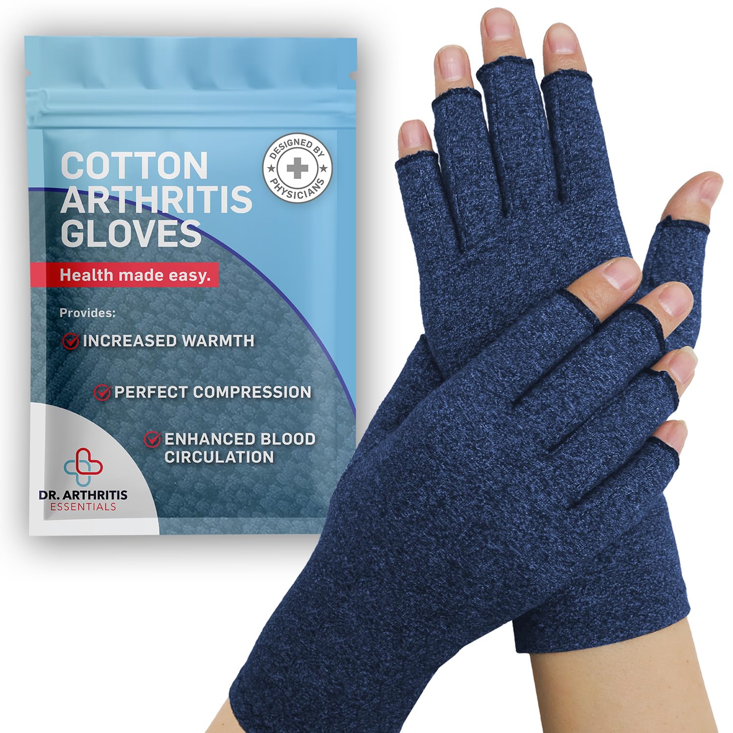 Doctor Developed Compression Gloves for Women and Men, Open-Finger Arthritis Glo