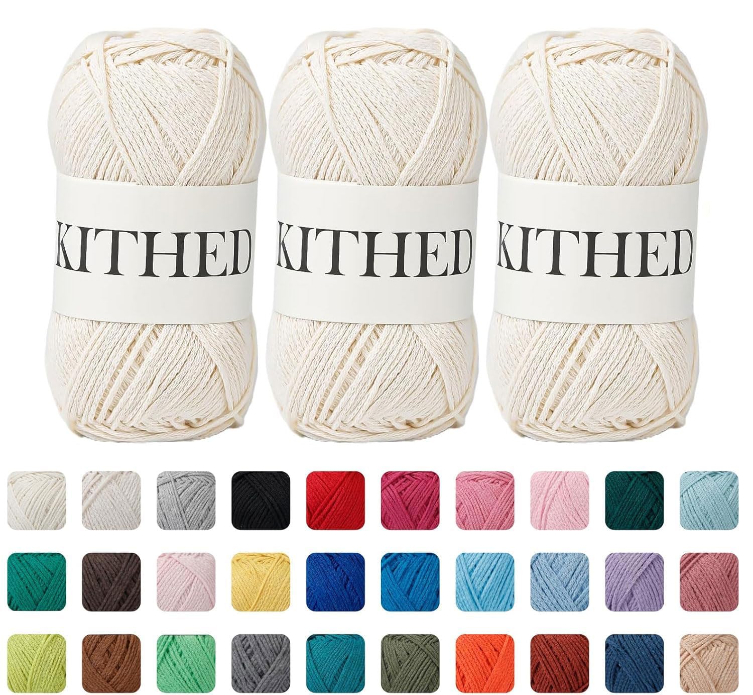 KITHED Cotton Yarn，50% Cotton 50% Polyester-10.5oz，3 Pack ，Soft Yarn for Crochet