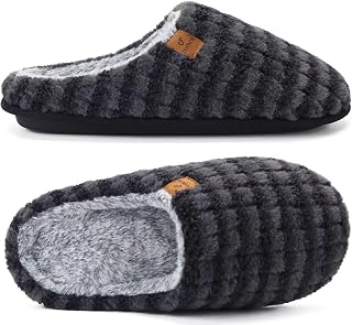 COFACE Mens Cozy Memory Foam Scuff Slippers Warm Slip On House Shoes