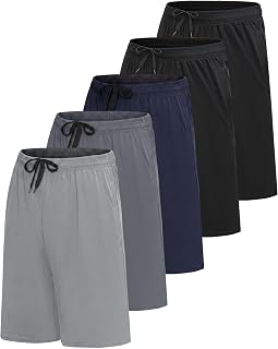5 Pack Men's Dry Fit Basketball Shorts Gym Athletic Casual Workout Running