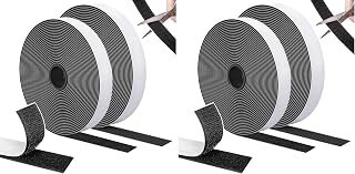 SURFOU Double Adhesive Tape 10m×20mm Face, Extra Strong Self-Adhesive, Black, with Male and Female Felt for Mosquito Net, Curtains, Multipurpose Durable for Home Fixing and DIY (Pack of 2)