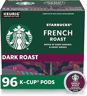 Starbucks K-Cup Coffee Pods, Dark Roast Hot or Iced Coffee, French Roast, 96 Keurig Pods