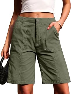 Eddoyee Bermuda Shorts for Women Long Knee Length Jean Shorts Denim Stretchy Cotton Jorts with Pockets Casual Relaxed Fit