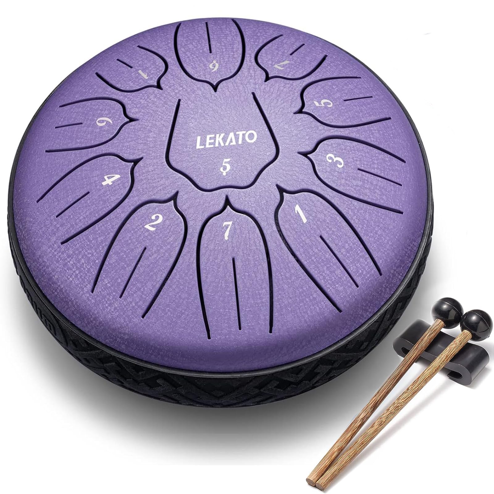 LEKATO Steel Tongue Drum 6 Inch 11 Notes, Rain Drum for Outside Garden, D Major 