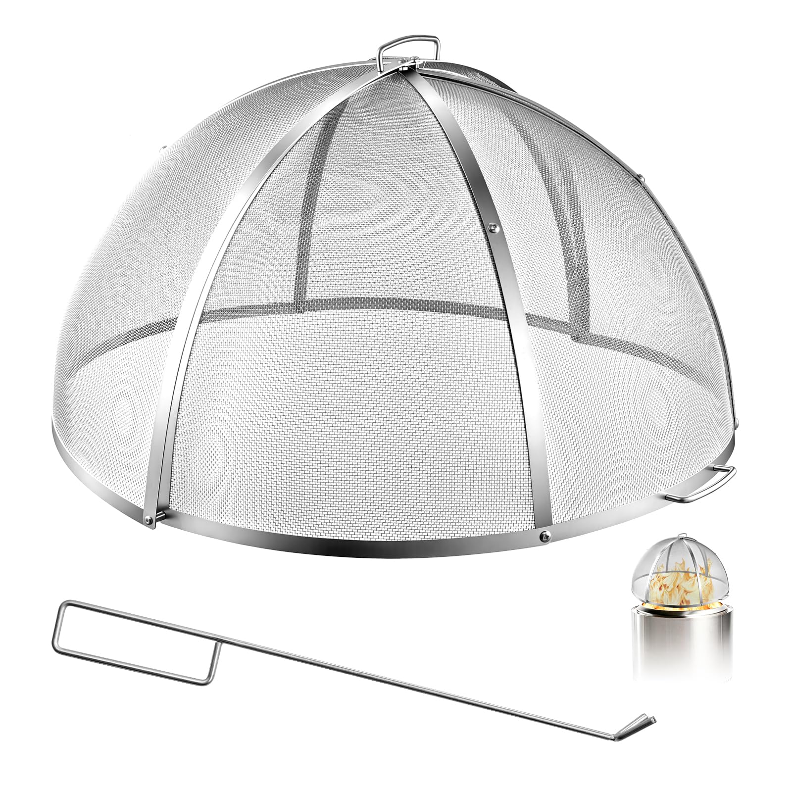 VEVOR Fire Pit Spark Screen, 36 inch Dome, Stainless Steel Mesh Cover Lid