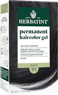 Herbatint 1N Black Permanent Hair Dye, Women's Hair Color | Up to 100% Coverage of Resistant Grays, Ammonia/Alcohol Free &amp; Vegan, Gentle on Sensitive Scalp, with 8 Herbal Extracts