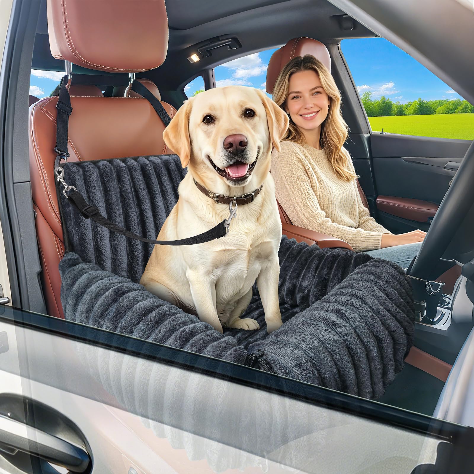 MIXJOY Dog Car Seat with Thick Cushion for Dogs&Cats Under 40lbs(Grey) | Dog Boo