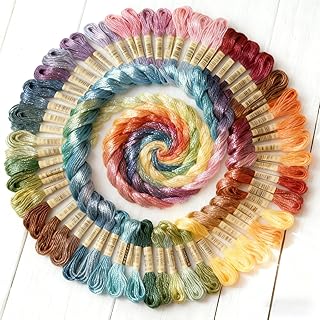 36 Skeins Embroidery Thread Rainbow Color Friendship Bracelet String Long-Staple Cotton Cross Stitch Thread Colorfast Sewing Thread for Hand Embroidery