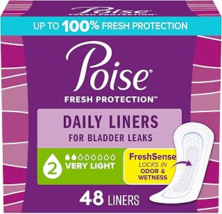 Poise Daily Liners, Incontinence Panty Liners, 2 Drop, 48 ct