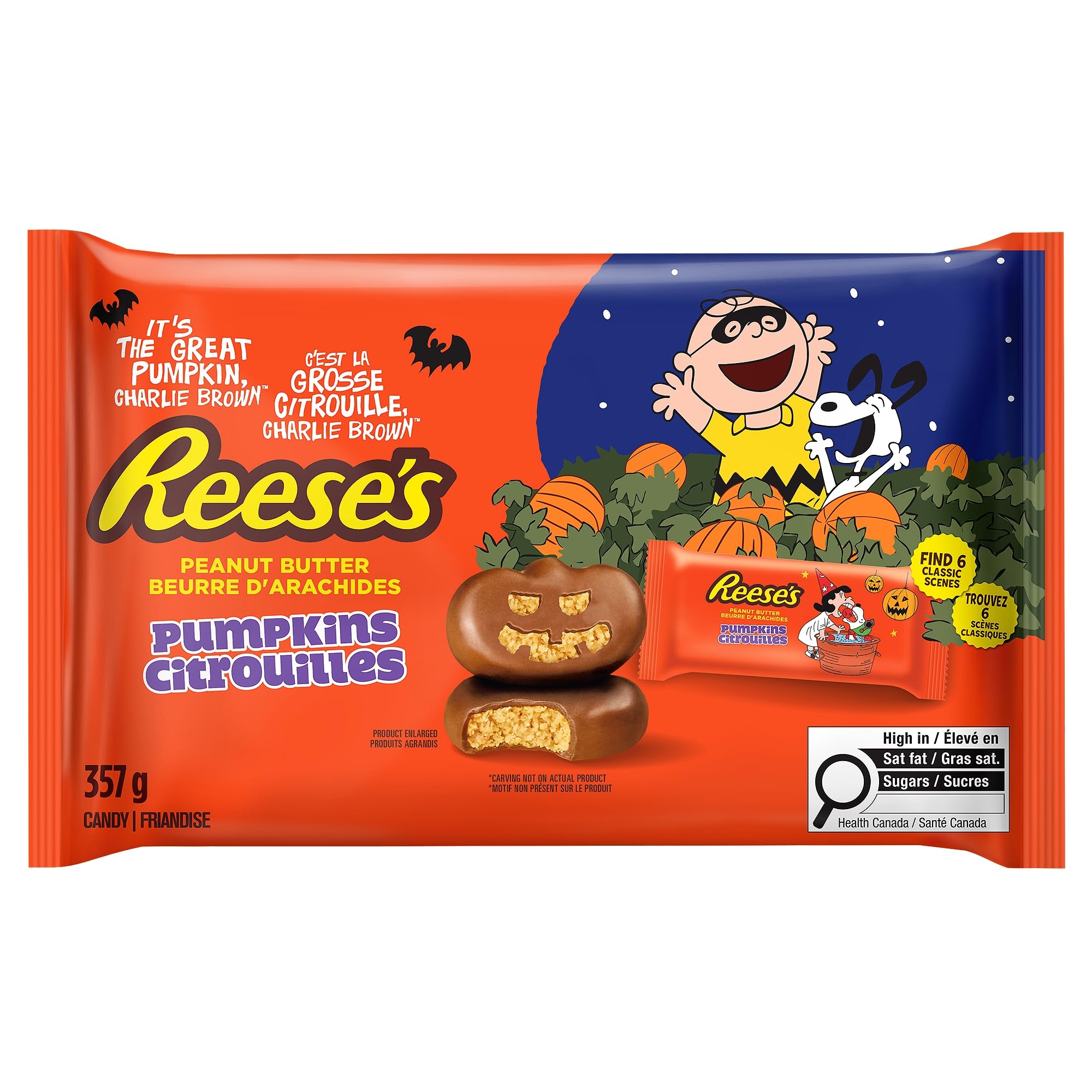 REESE’S Pumpkin/Snoopy & Friends Snack Size bag, 357g, Pumpkin & Peanuts Partner